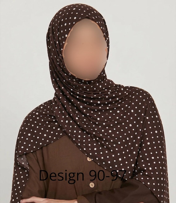 Polka Dot One Sided Printed Jersey Hijab Design 90-97