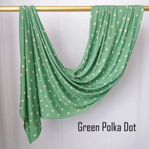 Polka Dot One Sided Printed Jersey Hijab Green Polka Dot