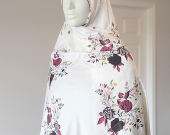 Floral Cotton Prayer Dupatta with Crochet Border