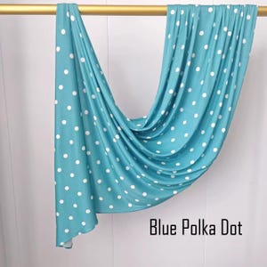 Polka Dot One Sided Printed Jersey Hijab Blue Polka Dot