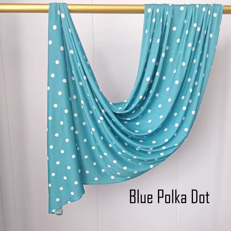 Polka Dot One Sided Printed Jersey Hijab Blue Polka Dot