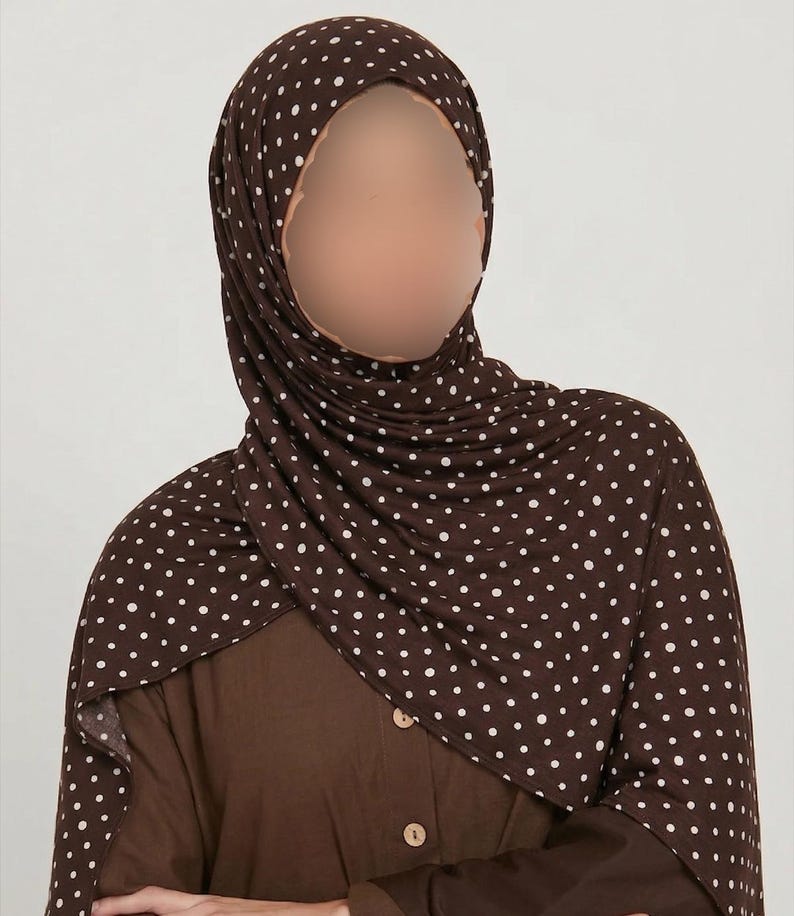 Polka Dot One Sided Printed Jersey Hijab image 1