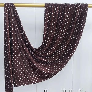 Polka Dot One Sided Printed Jersey Hijab Brown Polka Dot
