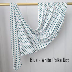 Polka Dot One Sided Printed Jersey Hijab Blue White Polka Dot