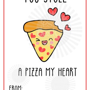 Pizza Valentine Printable Classroom Valentine Cards - Etsy