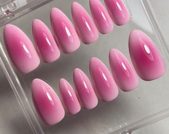 Pink Blush Nails | Airbrush nails | press on nails | luxury Nails | hand made nails |glue nails | pretty Nails