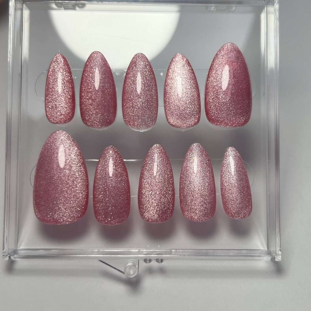 Reflective Nails Cateye Nails | Magnetic Reflective Nails| Press on Nails | Luxury Nails ...