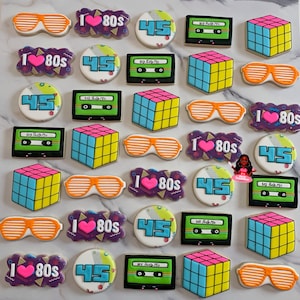 80s Theme Custom Sugar Cookies | Retro Party Favors | I Love 80s Cookies | Retro Cookies | 80s Birthday Decor