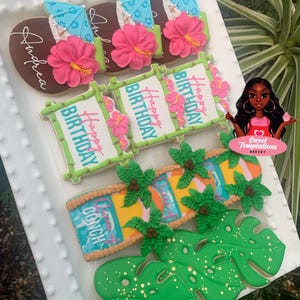 Custom Luau Themed Cookies | Hawaiian Party Decor | Tropical Sugar Cookies | Beach Cookies | Personalized Island Treats