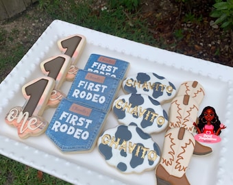 First Rodeo Birthday Cookies, Cowboy Cowgirl Theme - Etsy
