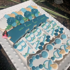 1 Dozen Baby in Bloom Sugar Cookies | Personalized Baby Shower Cookies | Floral Baby Cookies | Custom Decorated Sugar Cookies |