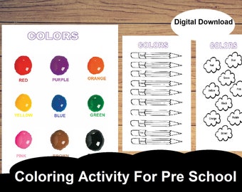 Coloring activity for Preschool kids, 5 coloring pages