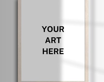 Frame MOCKUP with Shadow Overlay options, Light Wood Frame Mockup for Photoshop, Frame Template Digital File for Prints and Artwork