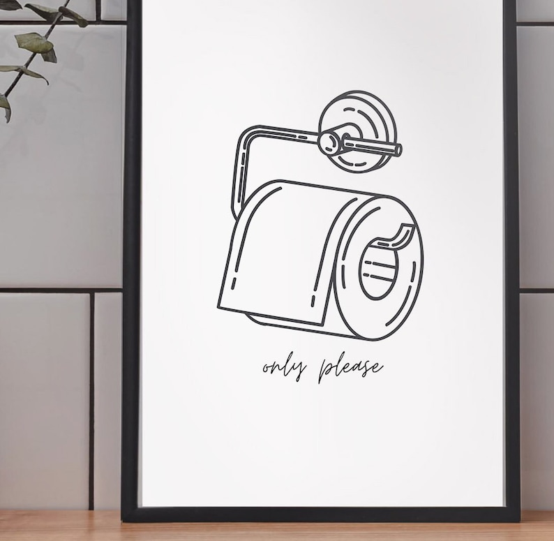 Toilet Paper Only Printable Sign, Modern Minimalist Bathroom Print ...