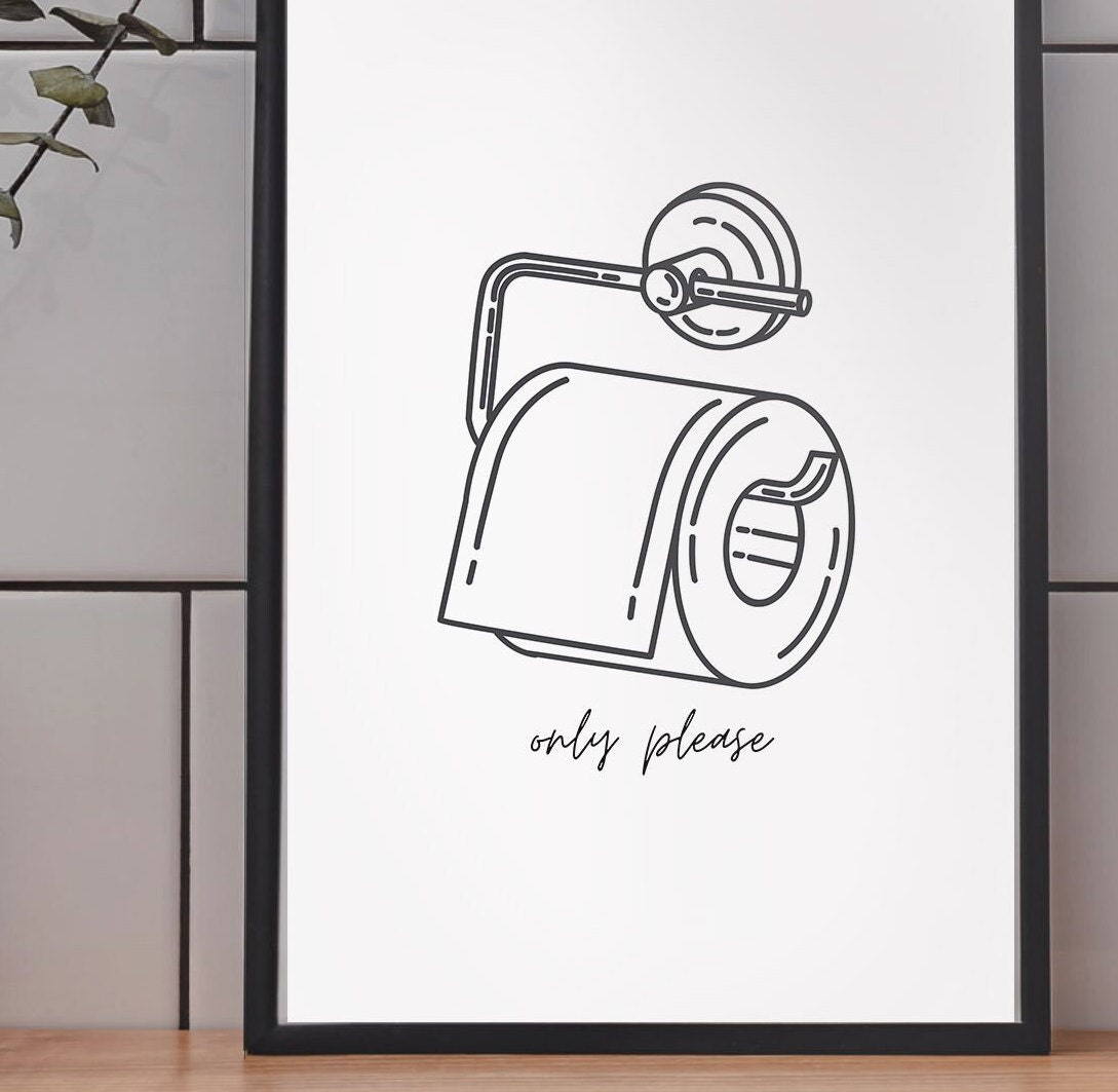 Toilet Paper Only Printable Sign, Modern Minimalist Bathroom Print