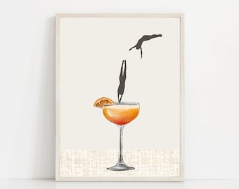 Bar Cart Drink Art, Bar Cart Accessories, Drinks Printable Wall Art, Retro Trendy Wall Art, Cheers Print, Kitchen Art, Cocktail Bar Art