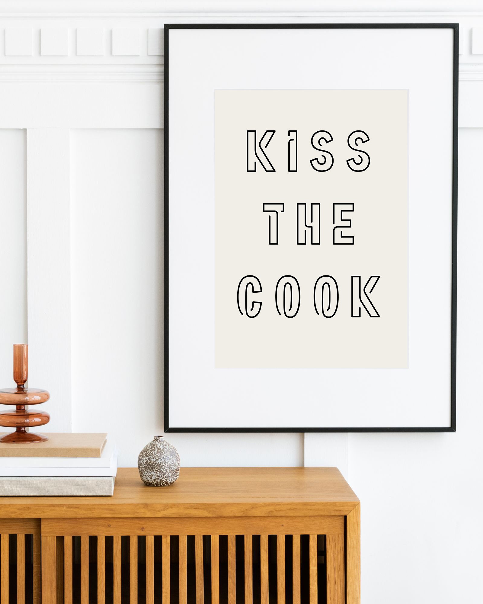 Kiss the Cook PRINTABLE, Aesthetic Kitchen Decor, Cute Cooking Art
