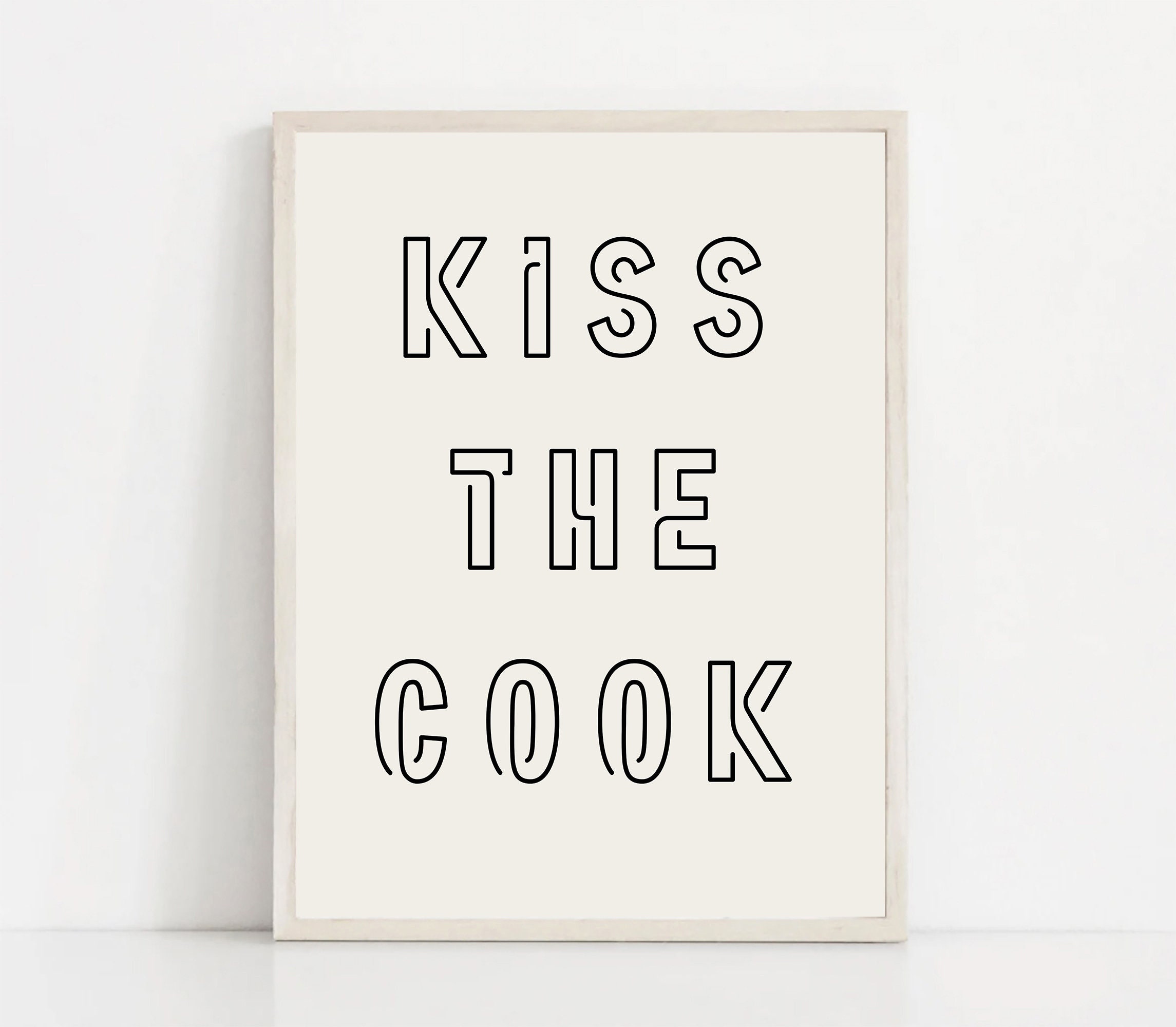 Kiss the Cook PRINTABLE, Aesthetic Kitchen Decor, Cute Cooking Art