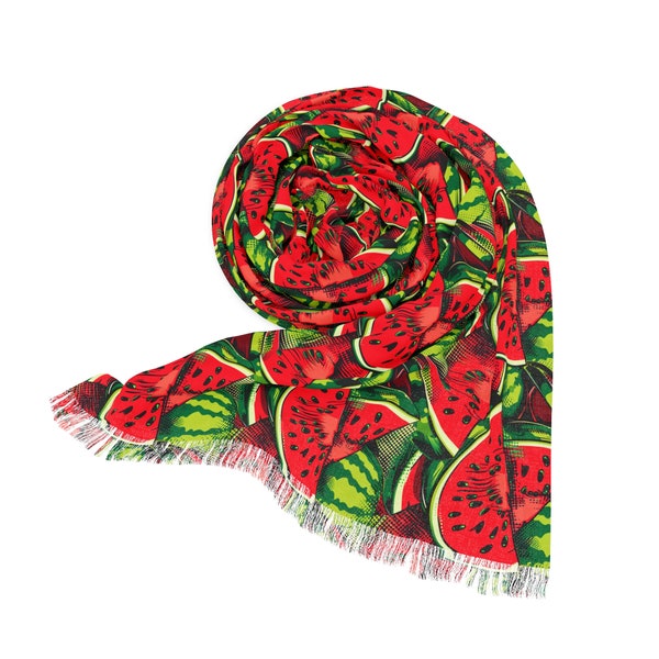 Vibrant Watermelon Scarf with Lush Summer Print