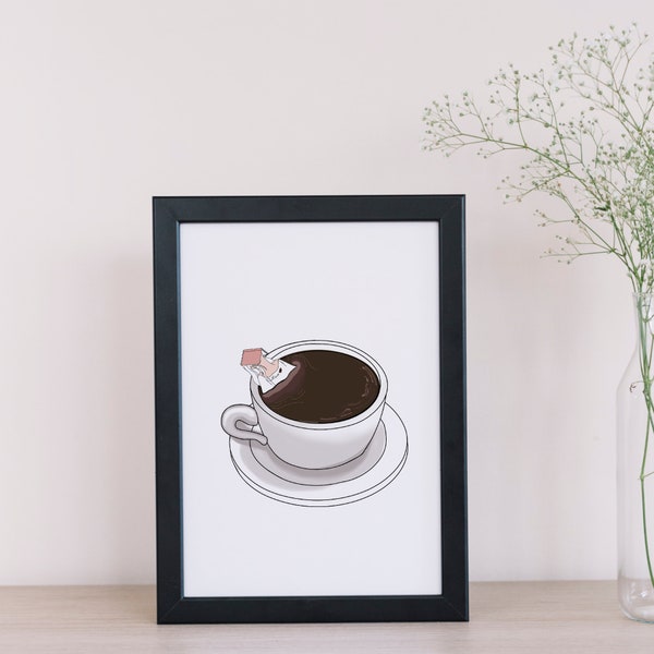 Minimalist Coffee Sign, Retro Coffee Print, Coffee Digital Print, Coffee Lover Digital Art, Kitchen Art Print, Aesthetic Poster, Instant Dow