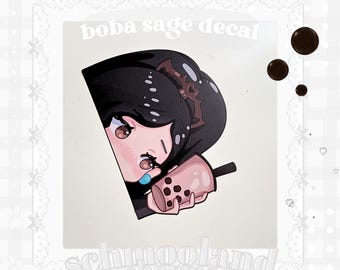 Adesivo para carro com a personagem Boba Sage do Valorant, estilo chibi, à prova d'água e resistente a raios UV, recortado, perfeito para gamers, ideal para presentear jogadores e como adesivo para gabinete de PC. Feminino.