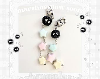 A Viagem de Chihiro / Studio Ghibli / Chaveiro com Sprites de Fuligem de Marshmallow Pastel / Amuletos / Coquete / Mori kei / Acessórios de Anime / Decoração de Bolsa / Clipes