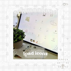 Smiski + Miffy IPad Theme Icons / White Bunny IPad Theme / Minimal White Green Pastel Theme for IPad / App Icons Girly Cutesy / Cutecore