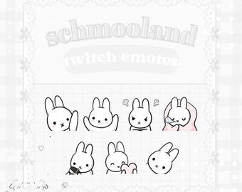 Coelho Branco e Rosa - 5 Emotes Animados para Twitch, YouTube, Transmissões ao Vivo, Emotes Fofos, Emotes Sedutores, Emotes Femininos