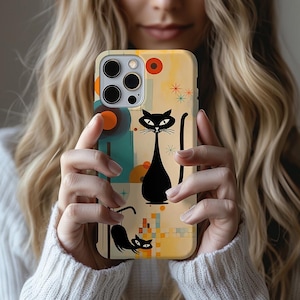 Atomic Cat Midcentury Modern Slim Phone Case Cat Phone Case Retro iPhone Cover Vintage Kitty Mobile Case Atomic Cat MCM Phone Case