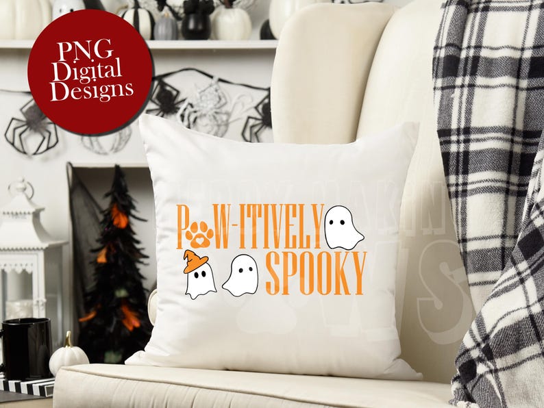 Pawitively Spooky Ghost PNG Clipart Sublimation Digital Download Great