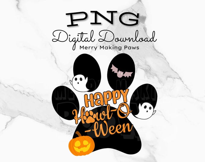 Happy Howl-o-ween Dog Paw Print Png Clipart|ghost|pumpkins|great for ...