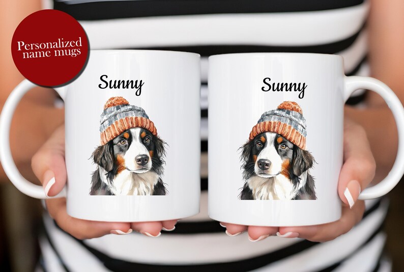 Australian Shepherd Personalized Name Watercolor Ceramic Mugs Two Sizes