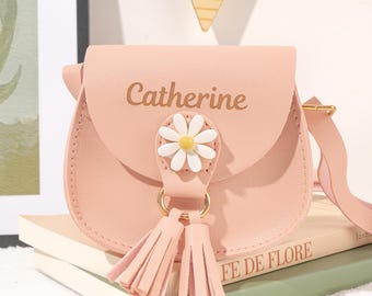 Personalized Toddler Purse, Custom Name Kids Crossbody Bag, PU Leather Handbag