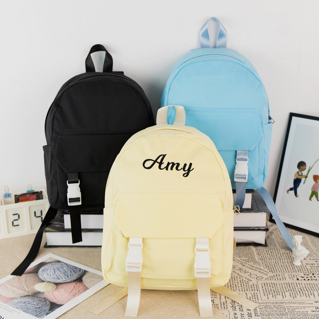 Personalized Kids' School Bag, Custom Embroidered Student Plaid