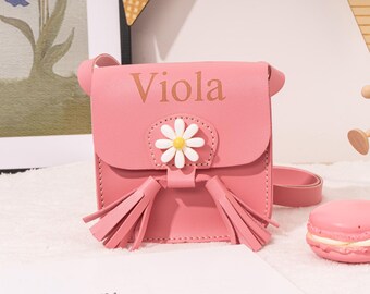 Personalized Toddler Daisy Purse, Faux Leather Crossbody