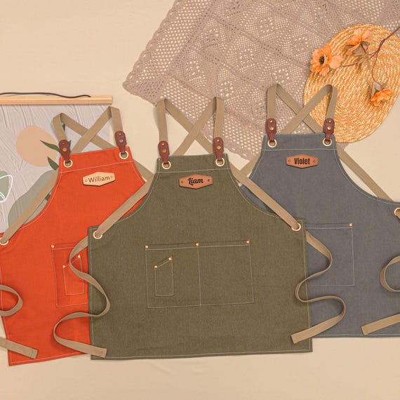 Personalized Kids Apron with Name - Customizable Baking Painting Art Apron for Children - Adjustable Toddler Chef Apron with Pocket