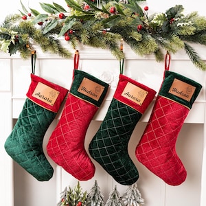 Personalized Christmas Stockings with Name, Luxury Velvet Stocking with Logo, Monogram Stockings, 2024 Holiday Stocking Decoration