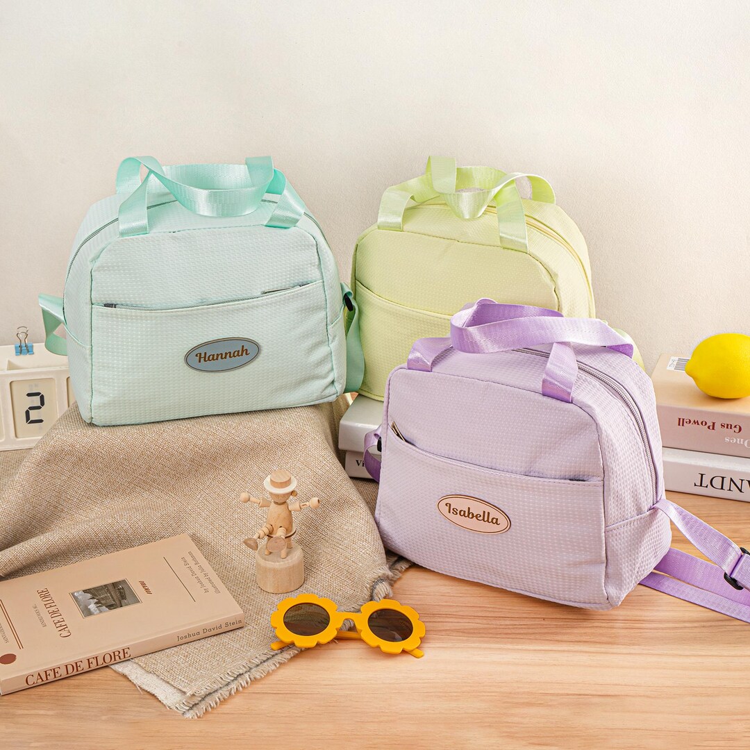 Personalized Kids Insulated Lunch Bag: Custom Leather Name Tag - Etsy