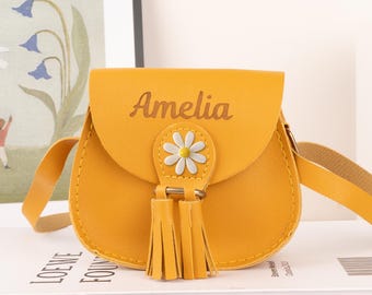 Personalized Kids Purse: PU Leather Toddler Handbag with Name, Kids Babies Birthday Graduation Gift