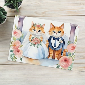 Biglietto di auguri per matrimonio con gatto