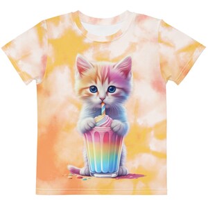 Milkshake Cat Kids crew neck t-shirt