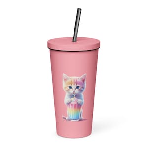 Milkshake Cat Insulated tumbler with a straw