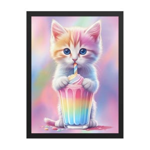 Milkshake Cat Framed poster