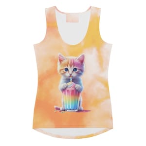 Milkshake Cat Cut & Sew Tank Top