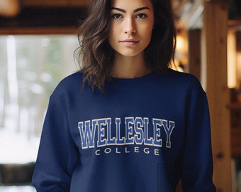 Suéter Wellesley College Crewneck, sudadera Wellesley, suéter WC