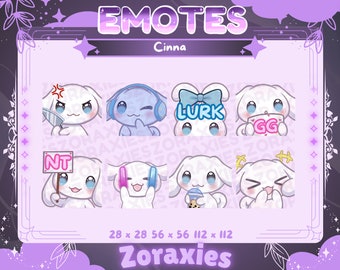 3x Animiertes weißes Kawaii Plüsch Cinnamon Welpe Emote Twitch / Youtube / Discord