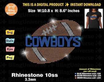 Cowboys Rhinestone template svg, football fan rhinestone svg for Cricut, Cameo, cut file instant download, easy cut, Football Cowboys svg