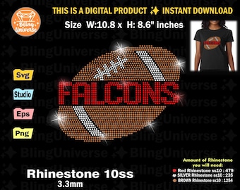 Falcons Rhinestone template svg, football fan rhinestone svg for Cricut, Cameo, cut file instant download, easy cut, Football Falcons svg