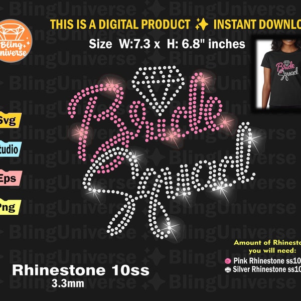 Bride Squad Rhinestone Template svg for Cricut, Cameo, Cut file instant Download, Bride rhinestone svg, Bride Squad svg rhinestone