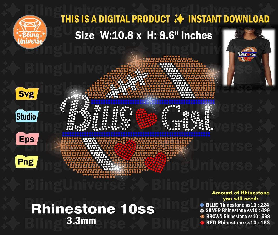 Bills Rhinestone Template SVG: Football Fan Design (digital Download ...